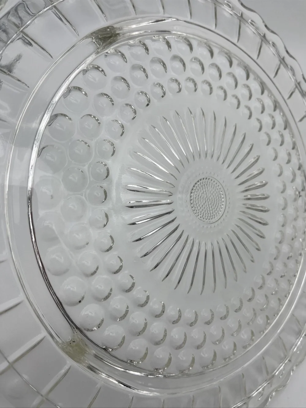 Scalloped Clear Glass Serving Platter - Decorative Pressed Pattern